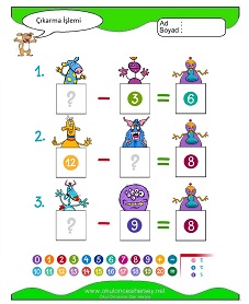 Çıkarma İşlemi Çalışma Sayfaları
